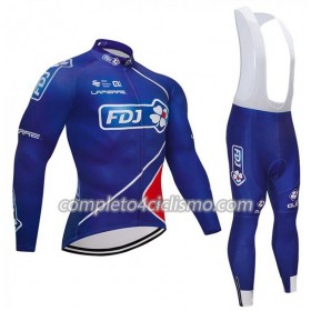 Completo Maglia ML + Pantaloncino con bretelle ML 2018 FDJ N002